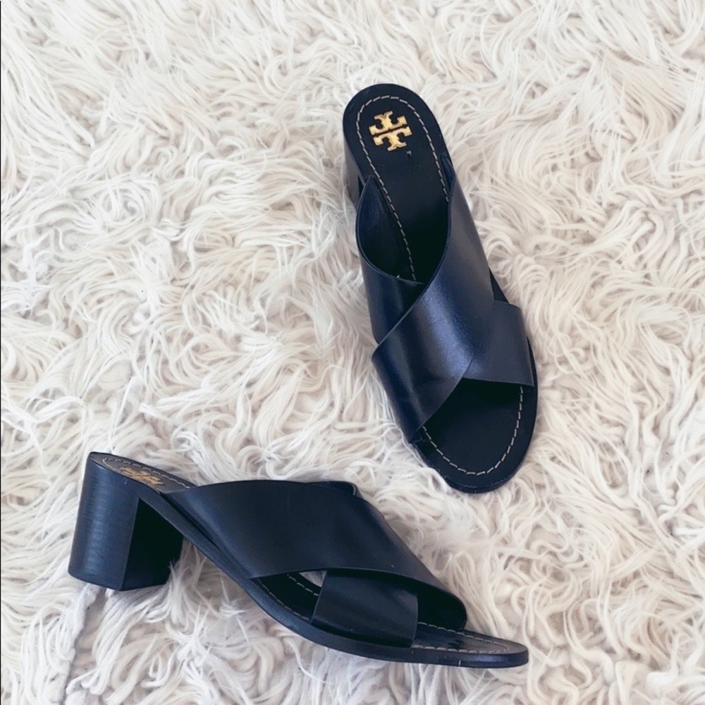 • Tory Burch • Criss Cross Leather Heeled Sandals